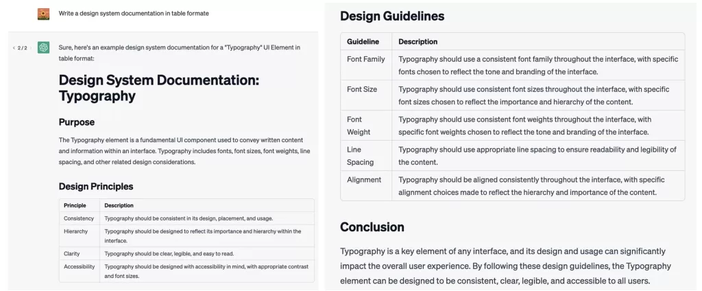 ChatGPT Write a design system documentation for a [UI Element].