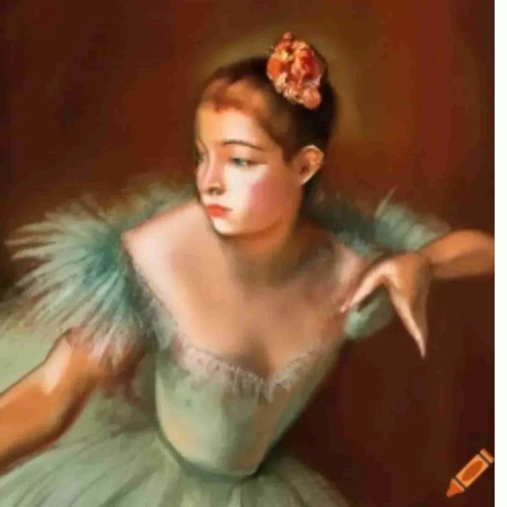 Beautiful dancing ballerina by Edgar Degas in Gouache