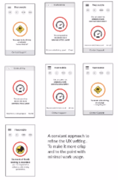 Low-fidelity icon-based alert screens for the Driver Companion App